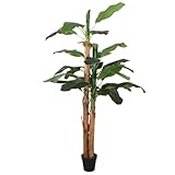 vidaXL Bananenbaum Künstlich, Kunstpflanze mit 9 Blättern, Kunstbaum Dekobaum für Innen Außen, Künstliche Pflanze Zimmerpflanze, Grün 120 cm