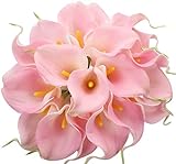 Tifuly 24 Stück künstliche Calla Lilie, Realistische Latex Calla Blume mit Weichem PU Stiel Dekoration Brauthochzeit, Haus, Partei, Büro,DIY-Blumengestecke(Rosa)