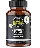 Biotiva Granatapfel Extrakt Bio 120 Kapseln - 550mg Höchstdosierung - 25% Polyphenole - Einführungsangebot - Punica Granatum - Abgefüllt und kontrolliert in Deutschland