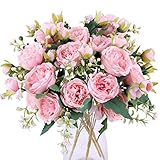 Floweroyal 4 Bündel Pfingstrose Künstliche Blumen Rosa Blumen Seidenpfingstrosen Blumensträuße für Hochzeit Partei Tischaufsätze Blumenarrangement Heim Küche Dekor