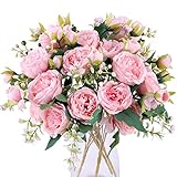 Floweroyal 4 Bündel Pfingstrose Künstliche Blumen Rosa Blumen Seidenpfingstrosen Blumensträuße für Hochzeit Partei Tischaufsätze Blumenarrangement Heim Küche Dekor