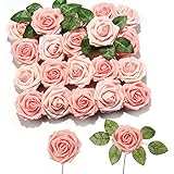 PartyWoo Künstliche Rosen, 20 Stück Kunstblumen, Künstliche Blumen, Deko Blumen, Schaumrosen, Kunstblumen Deko, Kunstblume für Geburtstagsdeko, Hochzeitsdeko, Party Deko (Rosa)