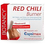 BOTANICY Red Chili Burner - Markenrohstoff Capsimax® aus roter Chili - Fördert Fettverbrennung, reguliert Appetit - Hormonfrei, vegan - 60 Capsaicin Kapseln