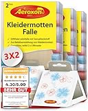 Aeroxon Kleidermottenfalle - Effektiver Mottenschutz für Kleiderschrank und Lagerungen im Dreierpack, 6 Stück - Bekämpft Kleidermotten und schützt Kleidung langfristig