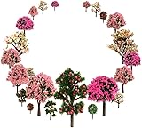 OrgMemory Mixed Bäume Modellbau, Blumen Bäume, h0 Bäume, (29pcs, 3.5-12 cm), Obstbäume mit No Stände